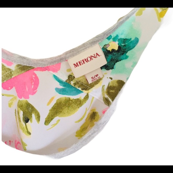 MERONA Floral Mixed Media Sleeveless Tank/Top With Scoop Neck Grey Size Small - Picture 14 of 15